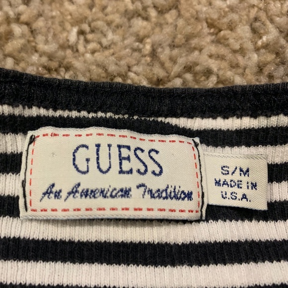 GUESS STRIPED CROPPED TEE SMALL - Picture 2 of 5